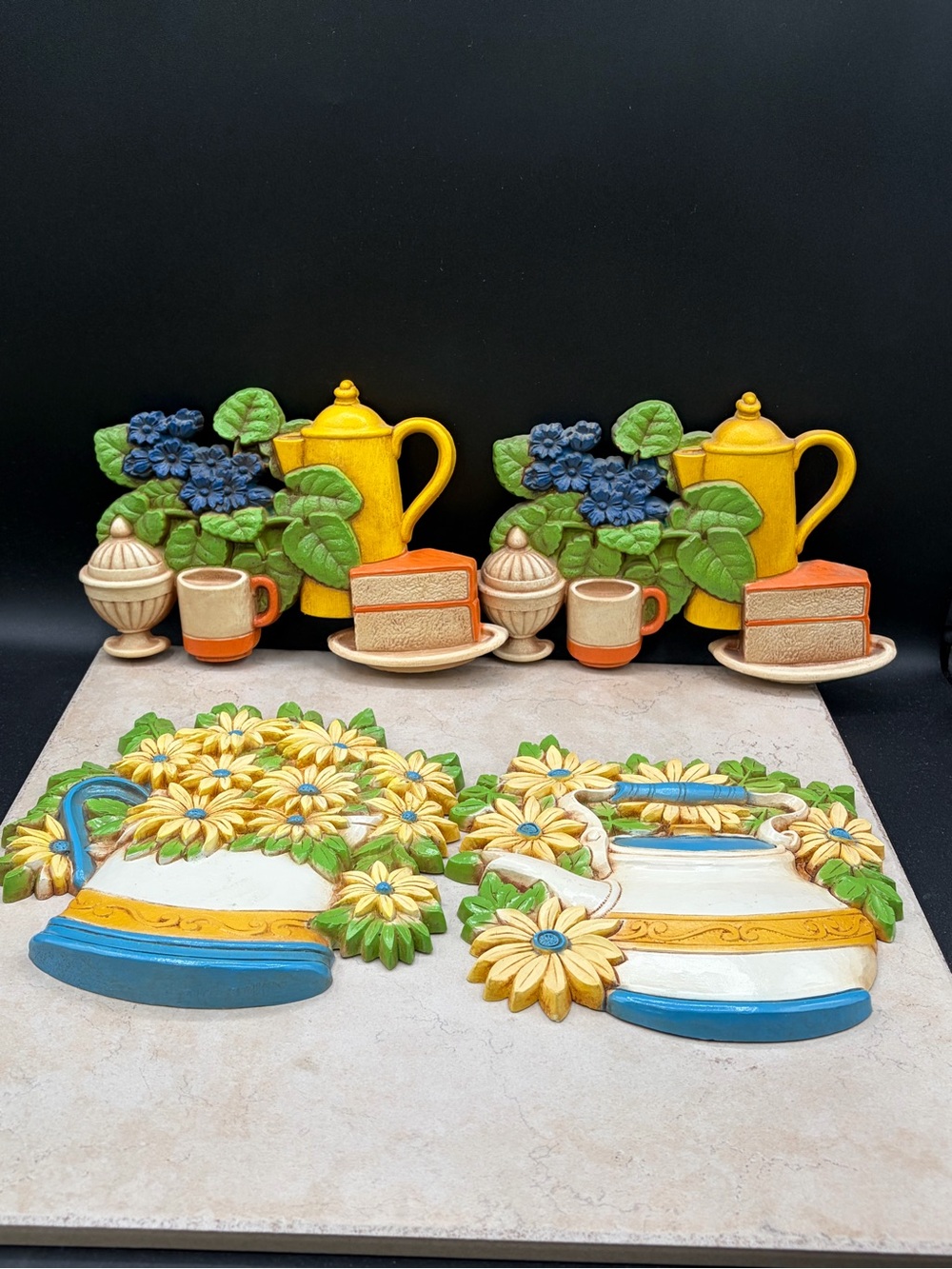 Set Of 4 1970's Homco Country Kitchen Set Wall Hangings #3373 Cottagecore